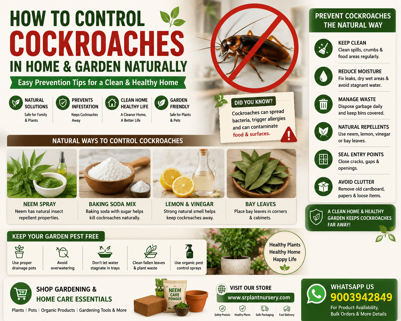 How to Control Cockroaches in Home & Garden Naturally – Easy Prevention Tips